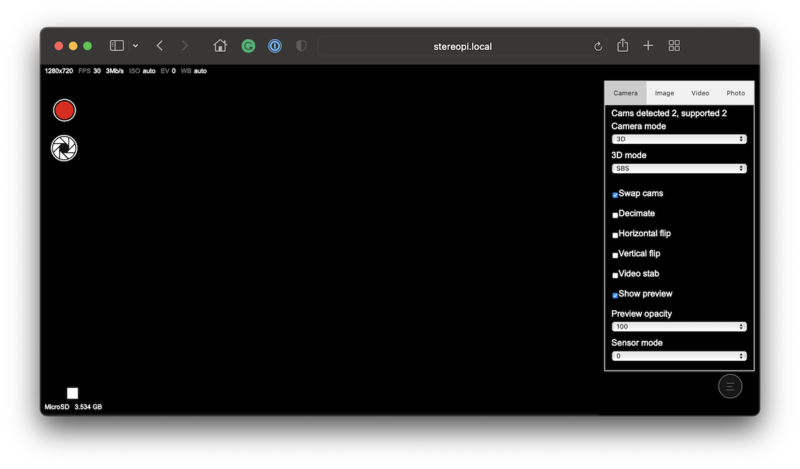 Camera tab, Camera settings