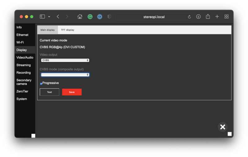Device setting, Display, Main Display tab