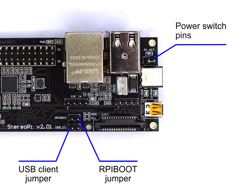 CM4 eMMC upload jumpers configuration (StereoPi v2)