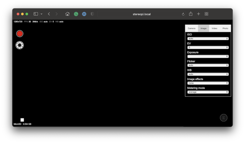Camera settings, Image tab