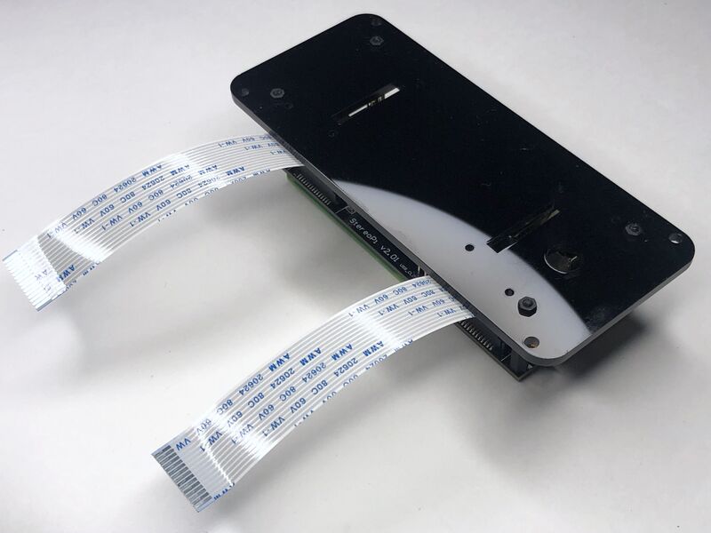 StereoPi v2 with the backplate attached (HQ housing)