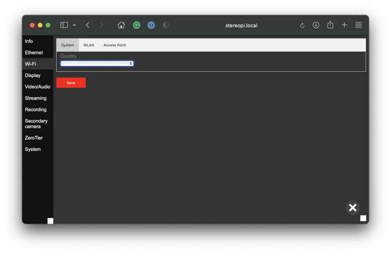 Device settings, WiFi, System tab